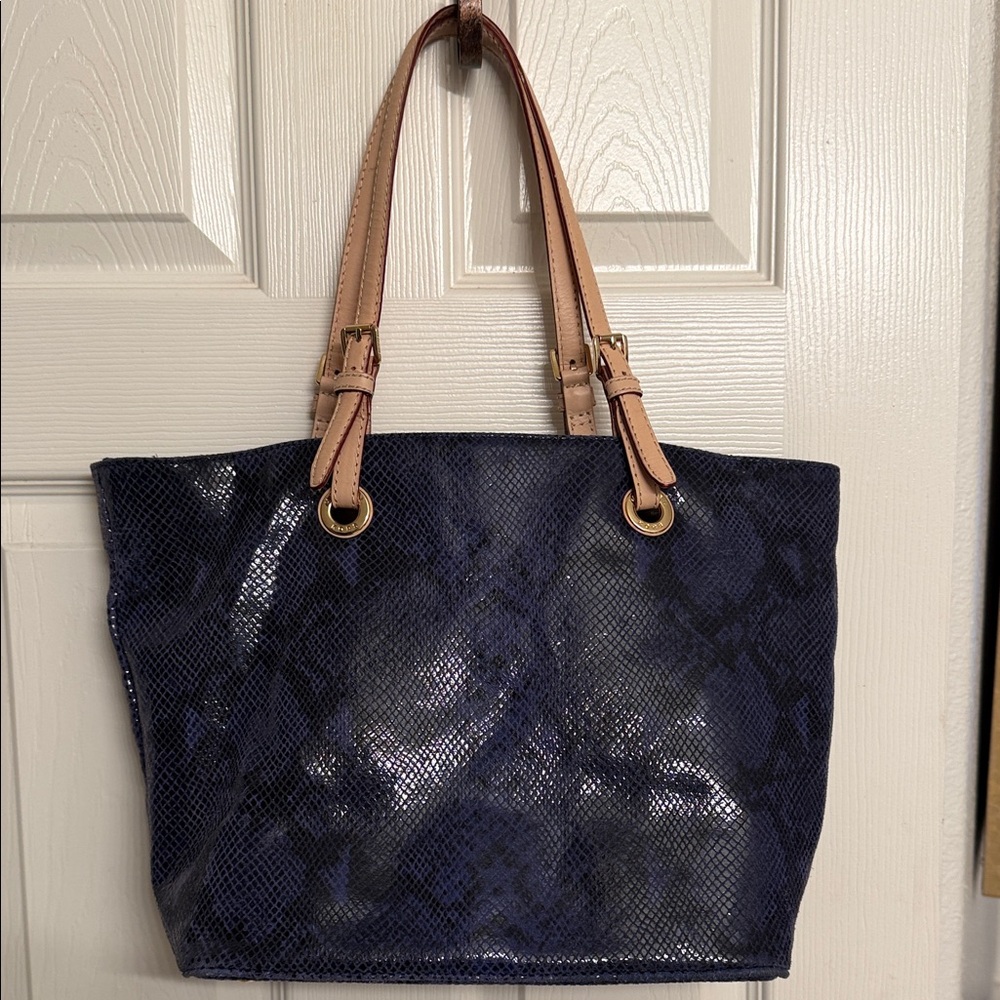 Michael Kors Navy Blue and Tan Tote Bag Vintage